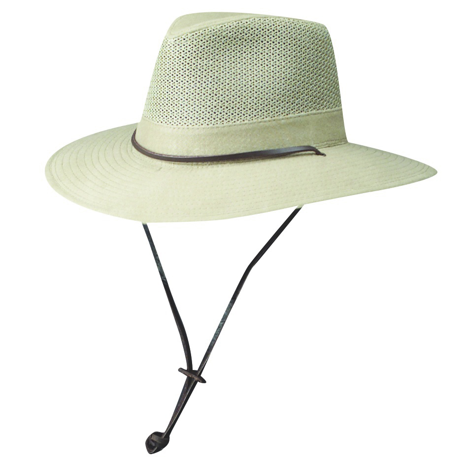 Camel Brushed Twill Safari Hat with Mesh Sidewall - Explorer Hats