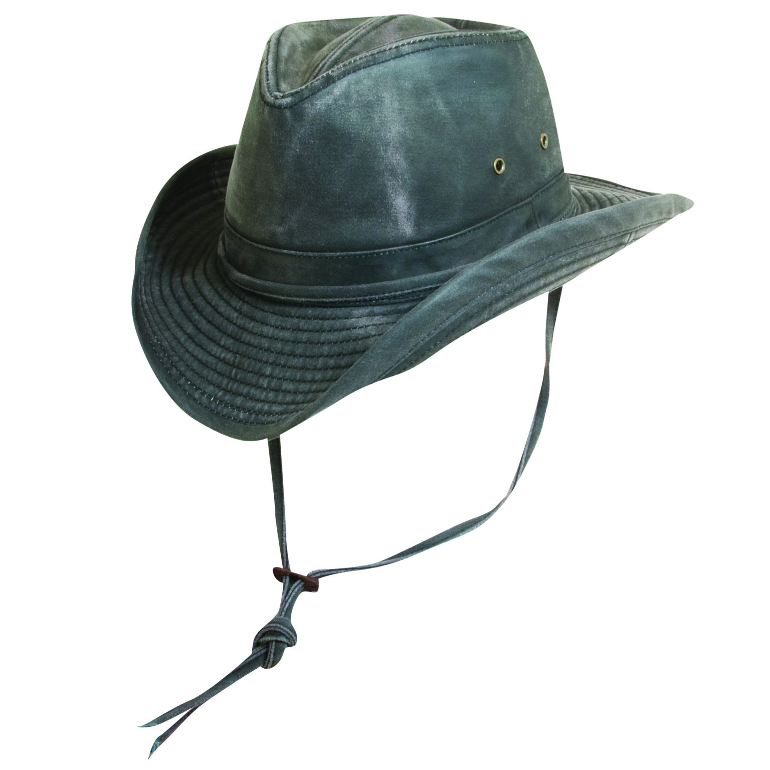 Weathered Cotton Outback Hat With Eyelets And Strap Explorer Hats